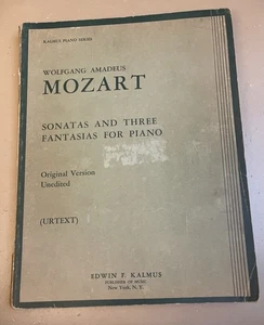Libro de partituras clásico vintage MOZART para piano Sonatas y fantasías Kalmus  - Imagen 1 de 2