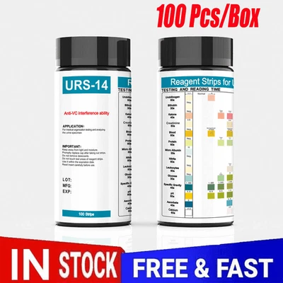 100 Strips 14-in-1 Reagent Urinalysis Strips 14 Parameters Urine Test Strips NEW - Image 1 of 4