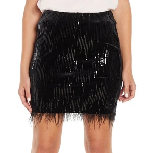 Minigonna donna Wildfox Essex nera con paillettes taglia large nuova con etichetta - Foto 1 di 13