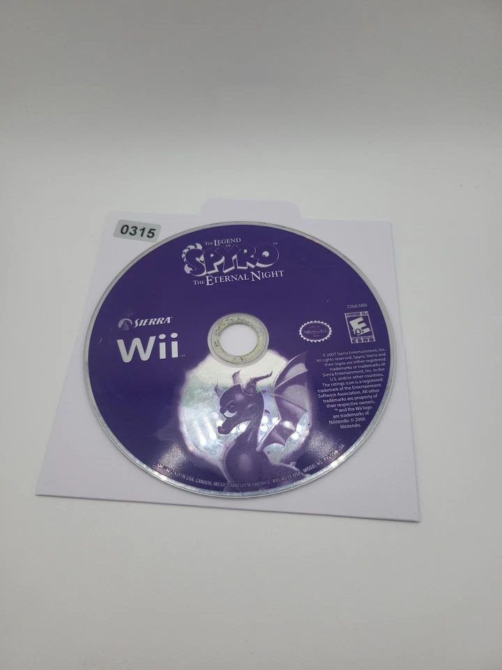 Legend of Spyro: The Eternal Night 任天堂 Wii 仅光盘 *已测试* — 第 1/1 张图片