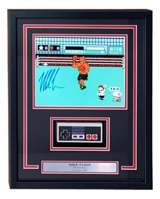 Foto perforada firmada por Mike Tyson enmarcada de 8x10 con controlador Nintendo JSA QR Holo Foto 1 de 2