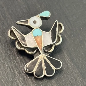 Zuni Vogel Sterling Silber Brosche Türkis Rot Abalone Early Vintage Xr - Bild 1 von 8