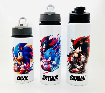 Sonic The Hedgehog Shadow Inspired Flip Top Straw Kids Water Bottle School Sport - Image 1 of 4