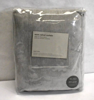 West Elm Worn Velvet Curtain Panel Platinum 48" x 84" - Image 1 of 4