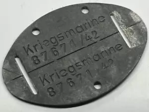 Original WWII German Navy Kriegsmarine Soldier EKM 1942 Dog Tag Strap Version - Picture 1 of 4