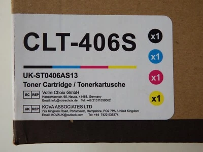 4 x Toner Cartridge Set for Samsung CLT-406S CLT-P406C CLP-36x CLX-330x Series - Image 1 of 4