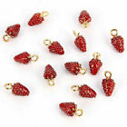 Charm  10Pcs Red Jewelry Fashion Bracelet Enamel Earrings Strawberry DIY Pendant