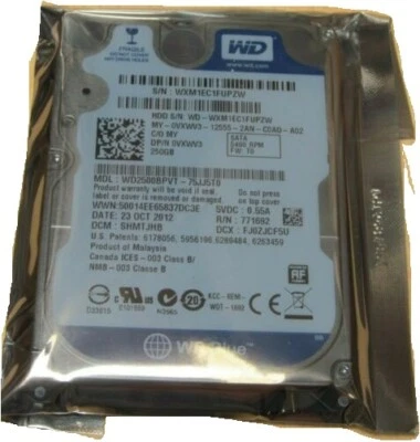 Western Digital WD2500BPVT 250GB,2,5" HDD S-ATAII Internal,5400RPM    - Image 1 of 2