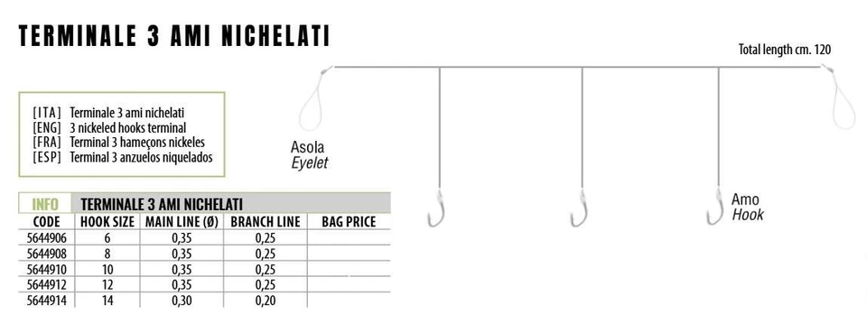 TERMINALE PESCA 3 AMI LINEAEFFE FINALE SURF CASTING BOLENTINO PETTINE MORMORE - Immagine 1 di 1
