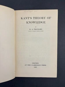 KANT'S THEORY OF KNOWLEDGE H. A. Prichard Oxford 1909 Hardcover - Picture 1 of 7