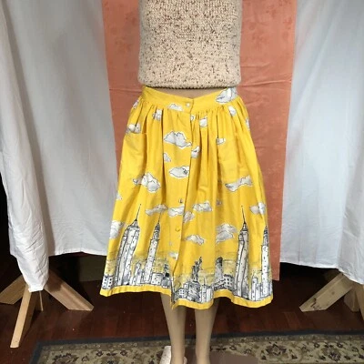 Lindy Bop Adalene Skyline Swing Falda Rockabilly Amarillo Talla 6 Foto 1 de 4