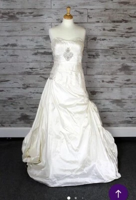 Justin Alexander Silk  Wedding Dress Ivory Sz 10  EUC  - Image 1 of 4
