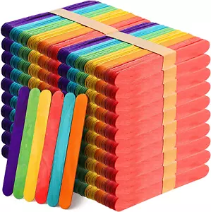 1000 Pack Colored Craft Sticks, 6 Inch Wooden Popsicle Sticks, Ice Pop Ice Cream - Picture 1 of 6