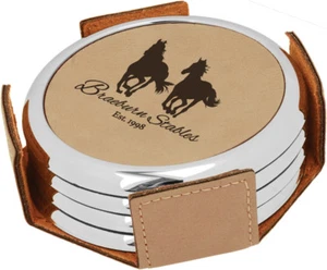 Personalized Coasters set Holiday gift Engraved coasters Groomsmen Gift Wedding - Picture 1 of 1