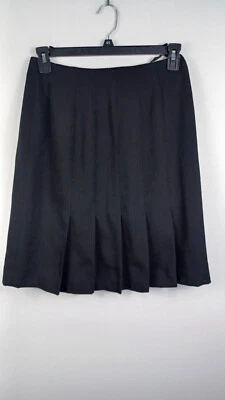 Falda Linda Allard Ellen Tracy 100 % pura lana plisada negra talla M Foto 1 de 4