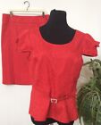 Nipon Boutique Women's Red Polyester Blend 2 Piece Skirt Blouse Size 12 Euc!
