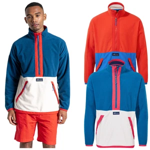 Craghoppers Mens Welwood Half Zip Lightweight Fleece Jacket Gilet Red Blue Ecru - Picture 1 of 9