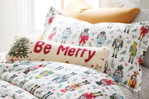 Garnet Hill Disney Pillow Sham King nutcracker holiday Christmas garland SET 2 - Picture 1 of 9