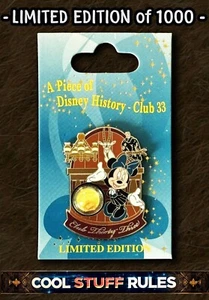 NEW! Disney DLR A Piece Of Disney History CLUB 33 EXCLUSIVE PIN On Card LE 1000 - Picture 1 of 4