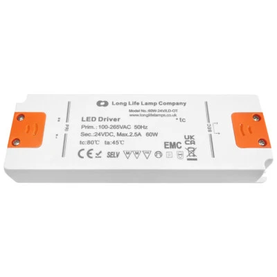 LED Power Supply IP20 24V Transformer Low Voltage Driver 60W 60W24VLDOT - Image 1 of 4