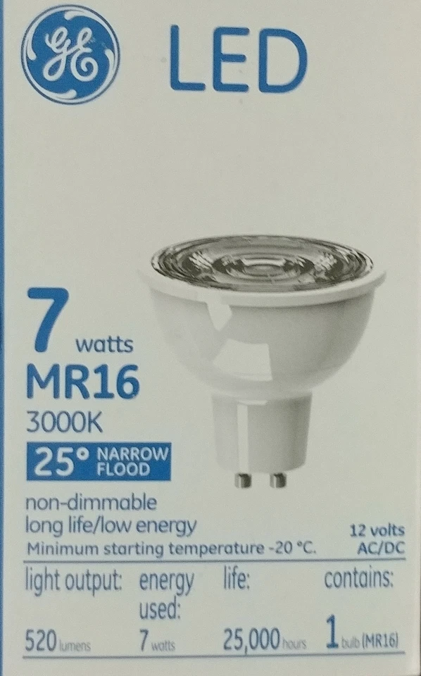 GE 36485 LED MR16 3000k 25degree narrow flood 520 lumens - Image 1 of 1