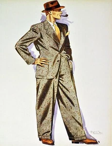 Deko Poster.Innenarchitektur Art.Deco Herren Anzug Mode.Mütze.Pfeife.6293 - Bild 1 von 1