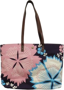 Kyoto Japanese Floral Tote Bag - Goshiki Hanpudo NADESHIKO Pink Blue Canvas Bag - Bild 1 von 4