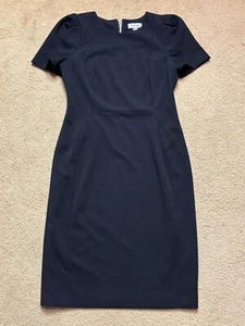 Calvin Klein Short Sleeve Sheath Dress Knee Length Tailored Scuba Crepe Black 8 - Picture 1 of 5