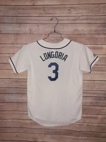 Majestic MLB Evan Longoria 3 Sewn Tampa Bay Rays Baseball Jersey YOUTH LARGE EUC Cover