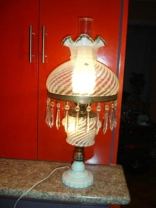 FENTON SWIRL OPALISIERENDE SMARAGDWAPPEN GWTW STUDENTENLAMPE, ETIKETT - Bild 1 von 9