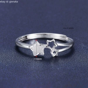 PT950 Anelli Fascia Stella Puro Platino 950 Donna Uomo Aperti Regolabili 2,05-2,25g - Foto 1 di 4