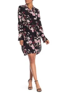 $348 NWT Equipment Clea Floral Trueblackmulti Silk Long Sleeve Shirt Dress sz S - Picture 1 of 12