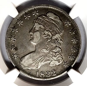 CHOICE 1832 CAPPED BUST HALF DOLLAR 50C O-113a NGC XF45 "SMALL LETTERS" - Picture 1 of 4