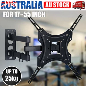 Full Motion TV Wall Mount Bracket Swivel Tilt 32 37 40 42 50 52 55 Inch LED LCD - Picture 1 of 14