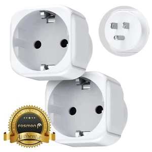 Fosmon 2x European EU To US Plug Adapter, Europe Type C/E/F Plug Converter - Picture 1 of 8
