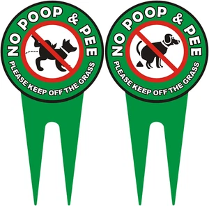 2 PCS No Dog Poop Signs for Yard, 12 X 6 Inch Double Sided PLEASE KEEP off the G - Picture 1 of 12