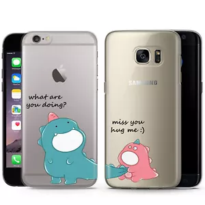 Passende Handyhülle niedliches Dinosaurier Paar für iPhone Samsung Galaxy Huawei - Bild 1 von 9