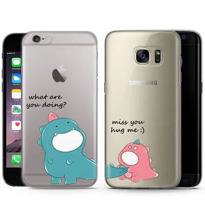 Cute Dinosaur Couple Matching Phone Case Cover For iPhone Samsung Galaxy Huawei - Image 1 of 4