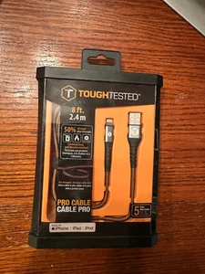 ToughTested 8ft/ 2.4M Durable Braided IPHONE Cable - Brand New - Picture 1 of 3