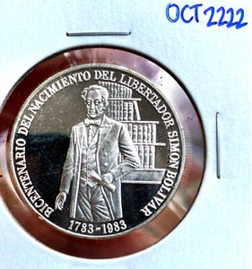 Venezuela 100 Bolivares 1983 UnCirculated Mint State Troy oz 90%Silver Bolivar - Picture 1 of 2