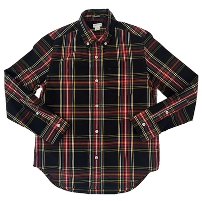 Boys 10 Crewcuts Stuart Tartan Plaid Shirt Christmas Black Red Green Button Up - Image 1 of 4
