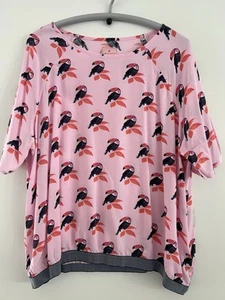 Damen Blusenshirt, rosa mit Vögeln, Größe 48, Marke Lieblingsstück - Bild 1 von 5