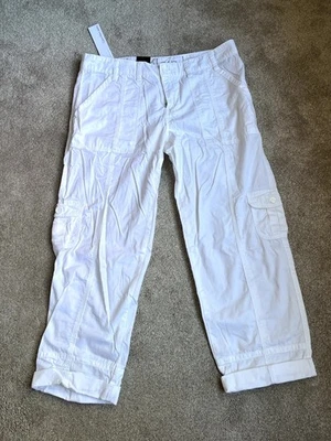 Calvin Klein Jeans 100% cotton cuffed white pants, 10, NWT - Image 1 of 4