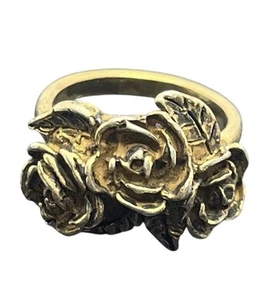 Anillo Hojas Flor Rosa Tono Dorado Talla 5.75 Vintage - Imagen 1 de 10