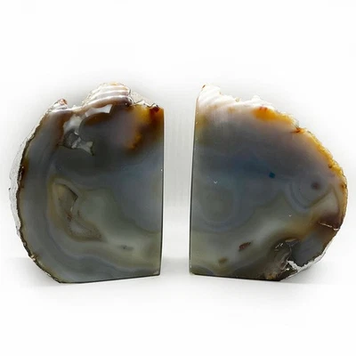 Blue Agate Crystal Polished Stone Set of 2 Bookends Paper Weights 2 lbs. 5 oz. - Image 1 of 2