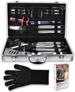 Commercial Chef 25PC Barbeque Grill Accessories - Grill Tool Set - Grilling Gift - Picture 1 of 7