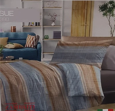 Completo lenzuola singolo 1 posto cotone 100% fantasia ZAMBAITI Tissue 0390 - Immagine 1 di 4