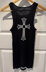 Size L 100% Authentic Chrome Hearts T-Bar Cross Rib Tank Top Black Large - Picture 1 of 3