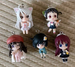 Bakemonogatari figure key chain Lot 5 set mascot swing anime Japan retro m636 - Picture 1 of 6