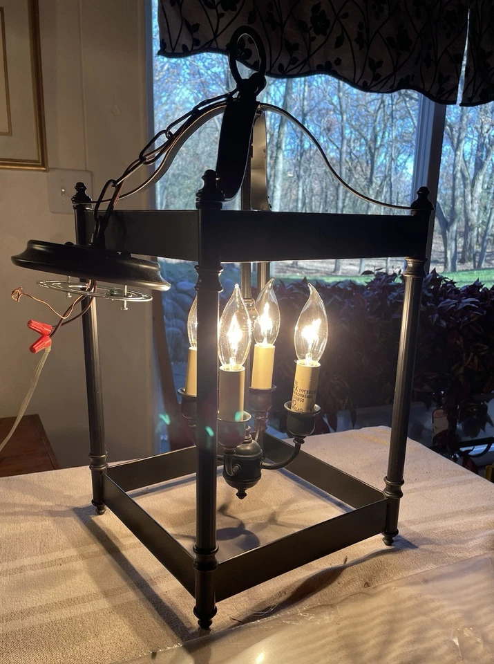 4 Bulb Oil Rubbed Bronze Chandelier Light Fixture Hanging Lantern Lighting - Image 1 of 4